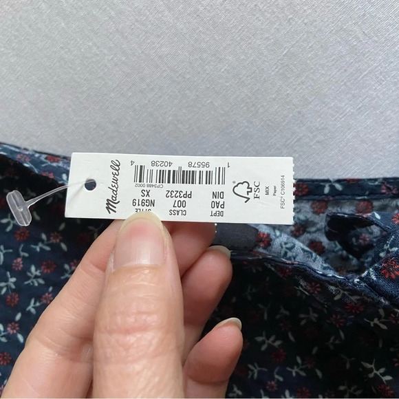 NWT Madewell Tie-Back Peplum Top in Campden Daisies  Sz XS - Picture 10 of 12